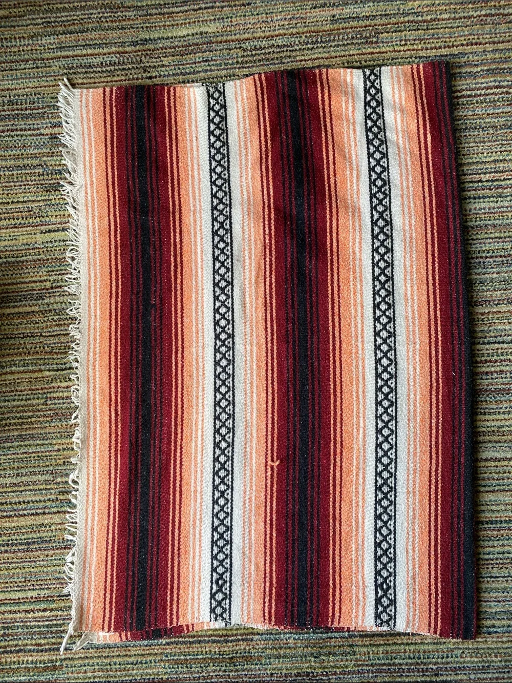 Striped Acrylic Mexican Serape blanket by Andres Cuamatzi 50”x72”